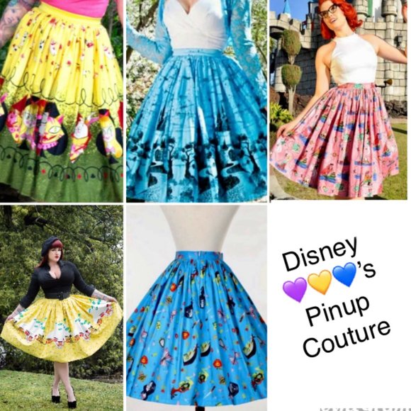 Pinup Couture Disney Sleeping Beauty Castle Skirt Dapper Day POCKETS Blue XL - Picture 12 of 12